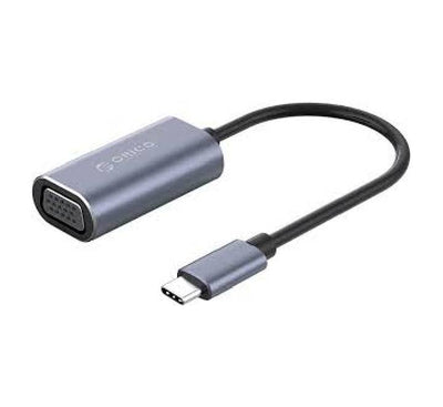 Orico CTV-GY-BP compact Type-C to VGA display video adapter in gray aluminum alloy.