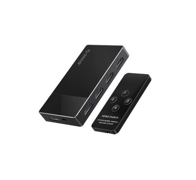 Orico HD-4H-GY-BP premium grey aluminum 4-in-1-out HDMI matrix switcher front view.