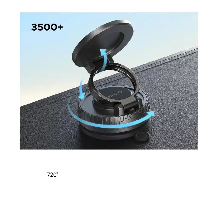 Close-up of ORICO vacuum suction cup lock base for dashboard and smooth surfaces