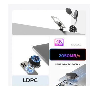 ORICO SC20Pro 20Gbps suction cup portable SSD with magnetic phone holder