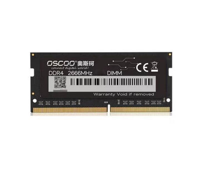 OSCOO DDR4 SODIMM laptop memory module displaying the high-quality black PCB layout and original IC chips.