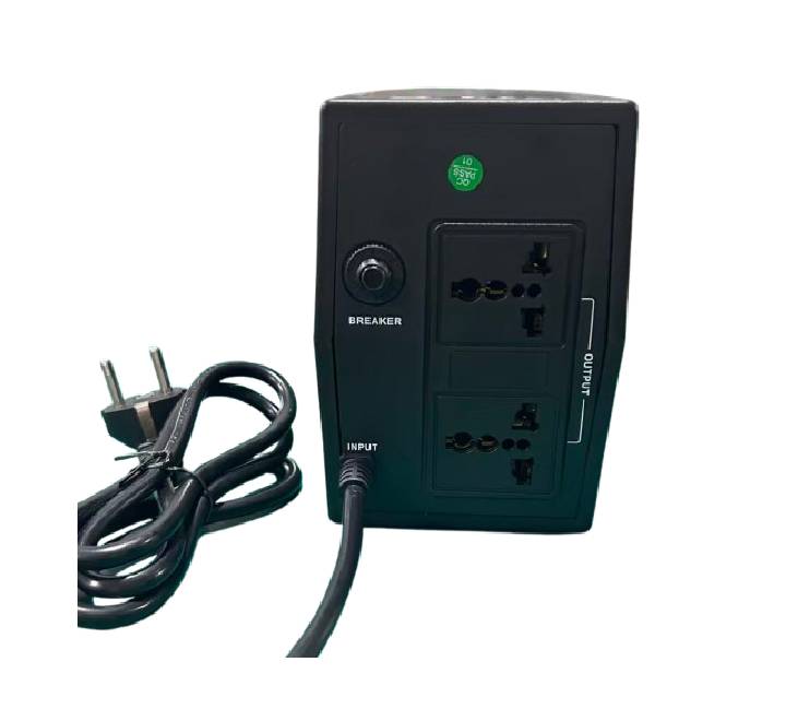 Rear panel of the Owl G850 Pro UPS highlighting the output sockets and power cord connection.