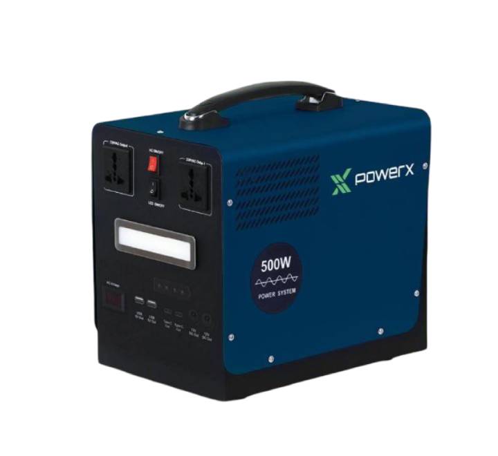 PowerX PX-PS500 500W Portable Power Station with 512Wh LiFePO4 battery - Front View.
