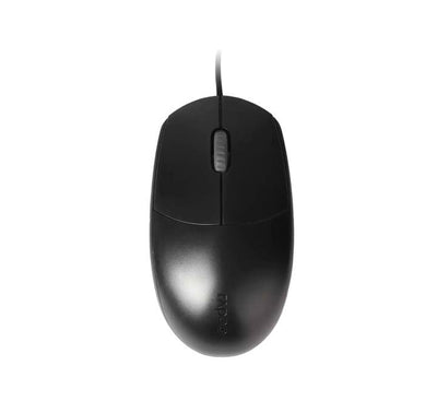 Rapoo N100 Wired Optical Mouse top view showcasing its symmetrical design