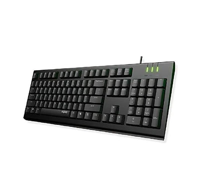 Rapoo NK1900 keyboard close-up highlighting durable laser-carved keycaps and membrane design