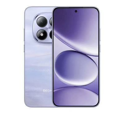 Redmi Note 15 Pro Plus 5G smartphone in Aurora Violet, displaying the vibrant purple-to-blue shifting colorway on the rear panel.