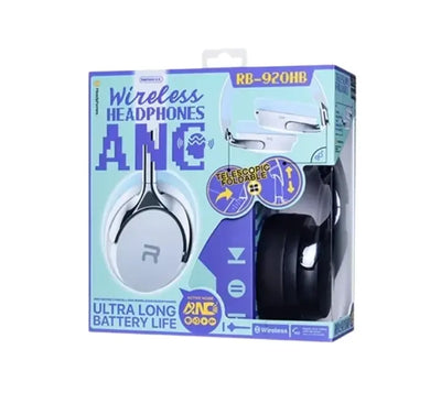 Close-up of soft protein leather ear cushions and controls on Remax RB-920HB headphones