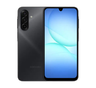 Samsung Galaxy A17 in Black with 256GB storage, showing the 6.7-inch screen and 50MP OIS camera.
