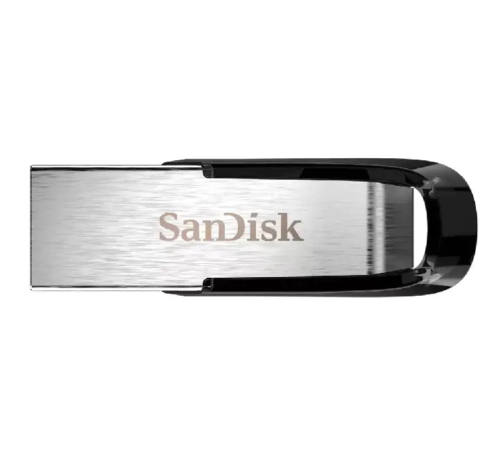 SanDisk Ultra Flair 256GB USB 3.0 flash drive showcasing its high-performance brushed aluminum finish and sleek modern frame.