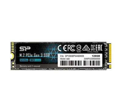 Silicon Power 128GB A60 M.2 NVMe PCIe Gen3 SSD stick with retail packaging