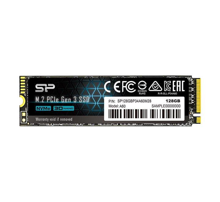 Silicon Power 128GB A60 M.2 NVMe PCIe Gen3 SSD stick with retail packaging