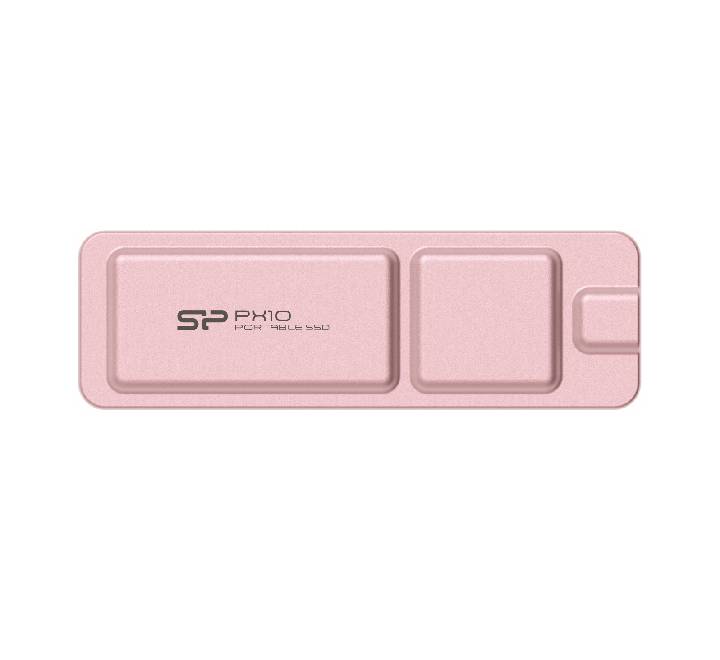 Silicon Power 512GB PX10 USB 3.2 Gen 2 Portable SSD in pink color.