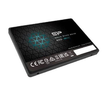 Side and connector pin view of the 7mm ultra-slim Silicon Power A55 2.5-inch internal SSD for laptop upgrades.