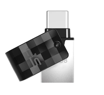 Silicon Power Mobile C31 16GB dual-interface OTG flash drive front view.