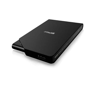 Slim and compact profile of the Silicon Power Stream S03 2TB external hard drive held in hand