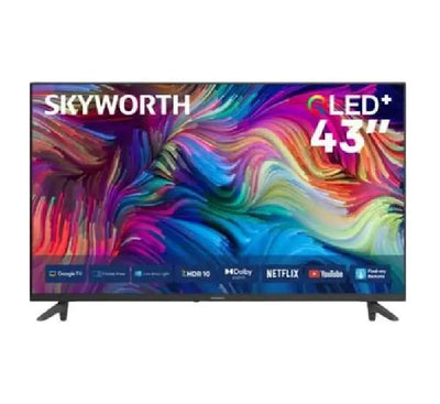 Skyworth Q5600H 43 inch QLED Google TV front view showcasing frameless bezel design