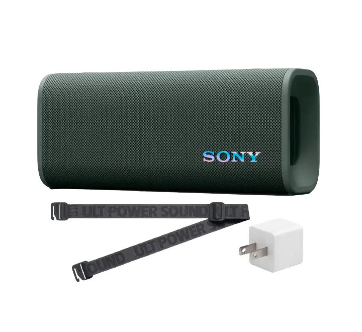 Back panel view of the Sony ULT FIELD 3 speaker showing the protected rubber cap open with the USB Type-C charging port used for phone power bank output.