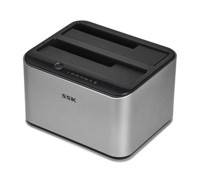 SSK DK103 dual bay USB 3.0 SATA hard drive docking station in aluminum alloy