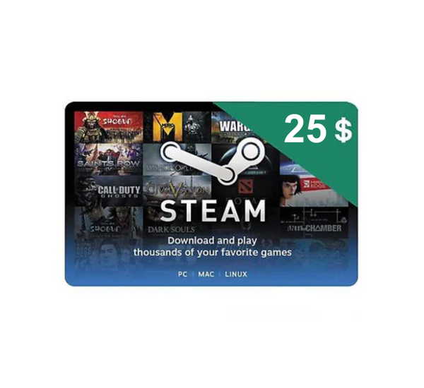 Steam Wallet Gift Card-$ 25 USD
