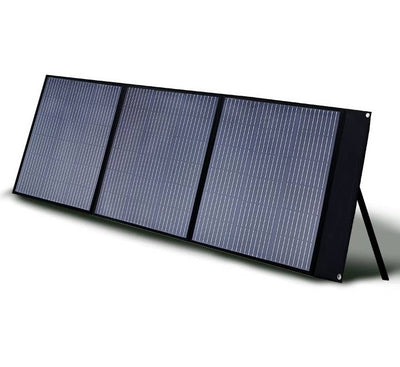 Super Seven Stars 200W Foldable Solar Panel Closed Configuration with Carrying Handle.