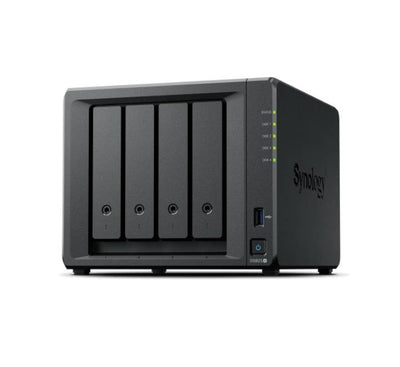 Front view of the Synology DiskStation DS925+ 4-bay NAS enclosure displaying its drive bays and status indicators.