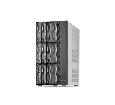 TerraMaster T12-500 Pro 12-bay NAS enclosure front view with drive trays and status LEDs