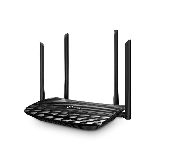 Close-up view of the TP-Link Archer C6 back panel featuring gigabit WAN and LAN ports.