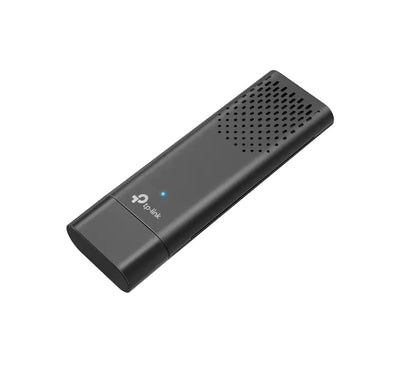 TP-Link Archer TX20U AX1800 Wi-Fi 6 wireless USB network adapter showing its matte black finish and structural cooling vents.