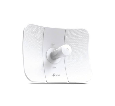 Rear panel assembly of the TP-Link CPE710 wireless bridge highlighting the multi-axis mounting kit bracket and weatherproofing features.