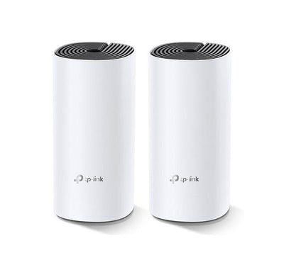 TP-Link Deco M4 AC1200 Whole Home Mesh Wi-Fi System 2-pack towers presented side by side.