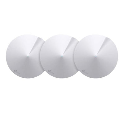TP-Link Deco M5 3-Pack Whole Home Mesh Wi-Fi System units displayed together.
