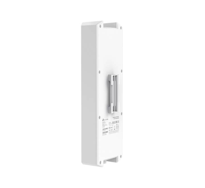 Bottom view of TP-Link EAP650-Outdoor showing the weatherproof seal and Gigabit PoE port interface
