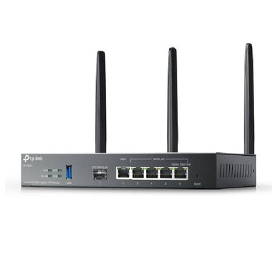 Official retail packaging for the TP-Link ER706W Omada AX3000 Gigabit VPN Router highlighting its Wi-Fi 6 compatibility.