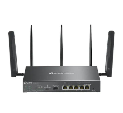 TP-Link Omada ER706W-4G VPN Router featuring three detachable antennas and Nano-SIM slot.