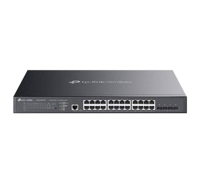 Front view of the TP-Link Omada SG3428XPP-M2 2.5G Multi-Gigabit PoE++ Switch showing port arrangement.