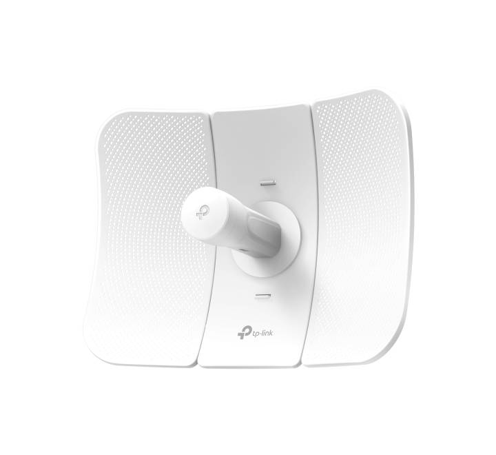 Front view of the TP-Link Pharos CPE710 5GHz AC867 outdoor long range CPE showing the 23dBi high gain parabolic directional antenna dish and center feed.