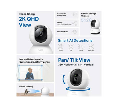 TP-Link Tapo C220 camera featuring smart AI motion tracking and person pet baby crying detection