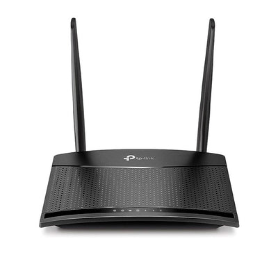 TP-Link TL-MR100 300 Mbps Wireless N 4G LTE Router with dual antennas.