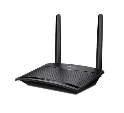 Rear view showing LAN ports and Nano SIM card slot on the TP-Link TL-MR100 router.