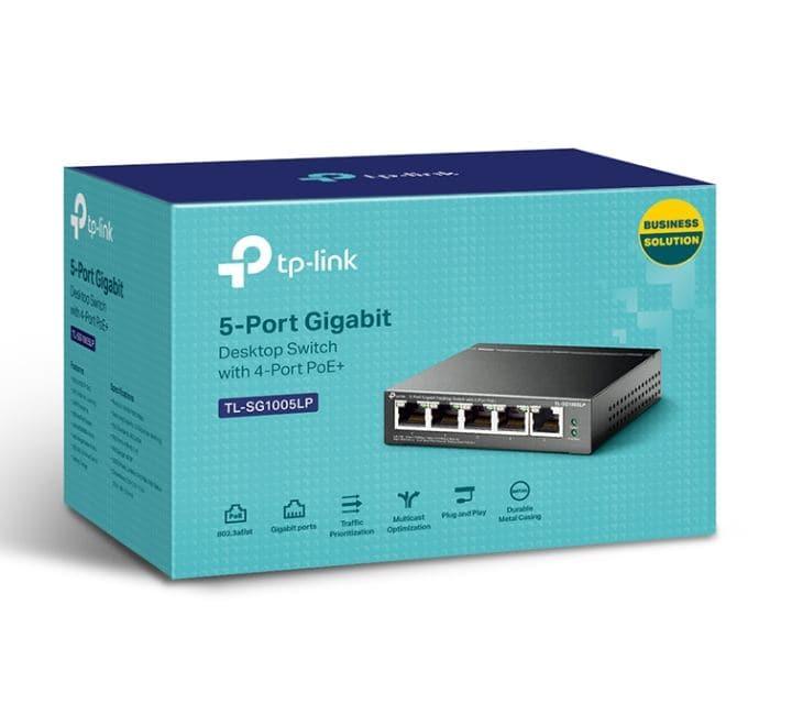 Retail box packaging for the TP-Link TL-SG1005LP 5-port gigabit desktop PoE switch.