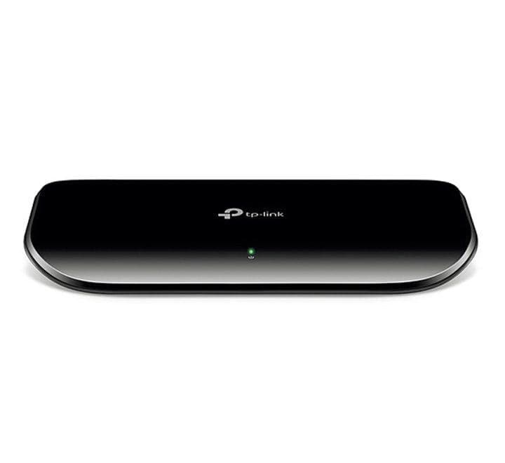 TP-Link TL-SG1008D 8-port gigabit desktop switch front view showing LED indicators