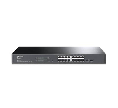 TP-Link JetStream TL-SG2218 16-Port Gigabit Smart Switch front panel view showing the RJ45 and SFP ports.