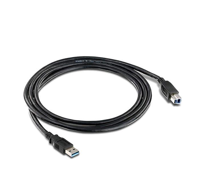 TRENDnet TU3-C10 3-meter USB 3.0 Type-A Male to Type-B Male cable laid out on a clean white backdrop.
