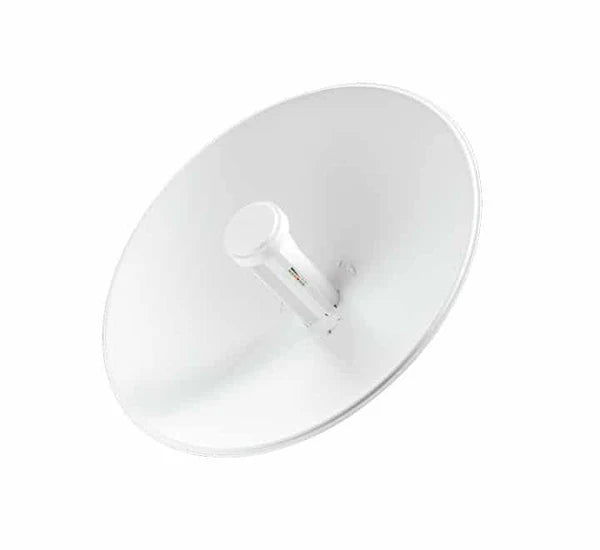 Ubiquiti PowerBeam M5 400 high-gain 25dBi dish antenna for long-range wireless bridging.