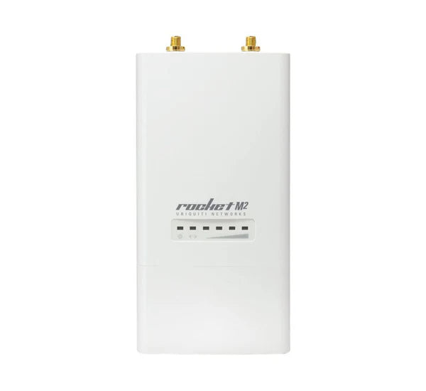 Ubiquiti Rocket M2 airMAX BaseStation front view showing UV-stabilized outdoor enclosure.