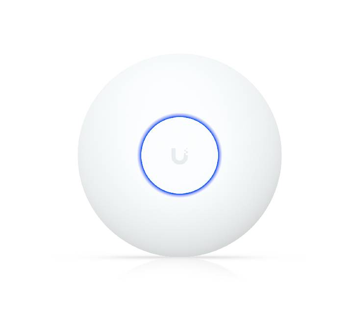 Ubiquiti U7 Lite WiFi 7 wireless access point front view showing sleek compact ceiling design
