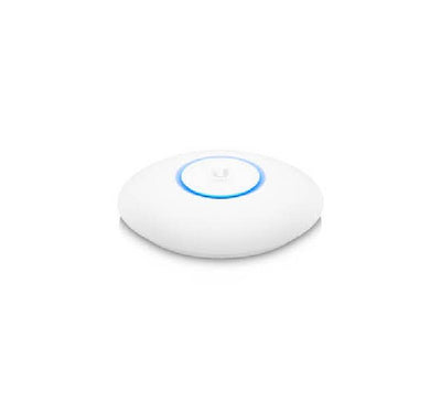 Rear panel of Ubiquiti UniFi U6 Plus showing Gigabit Ethernet RJ45 PoE port and mounting plate