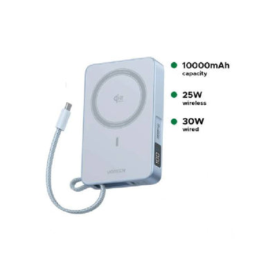Close-up of the UGREEN PB773 power bank ports and charging indicators.