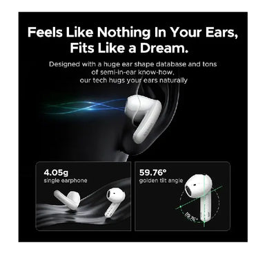Close-up of 6-mic AI windproof call noise reduction system on UGREEN WS215 earbuds