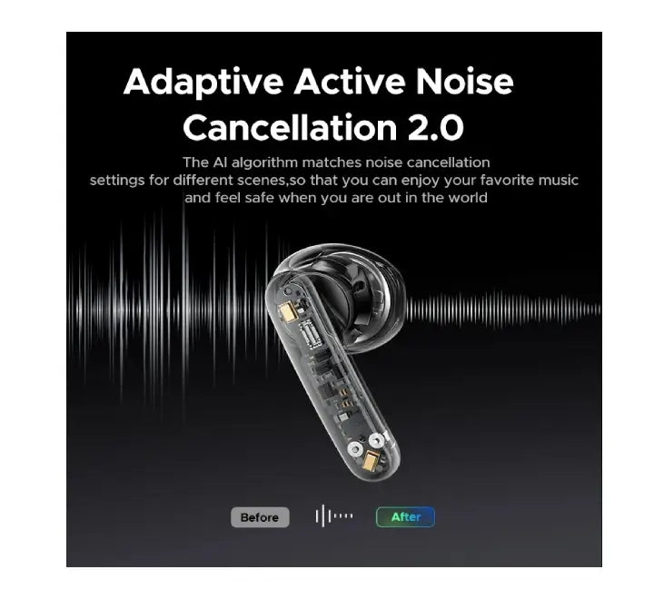 Side profile model wearing 4.05g ultra-lightweight UGREEN LightBuds Pro semi-in-ear earbud